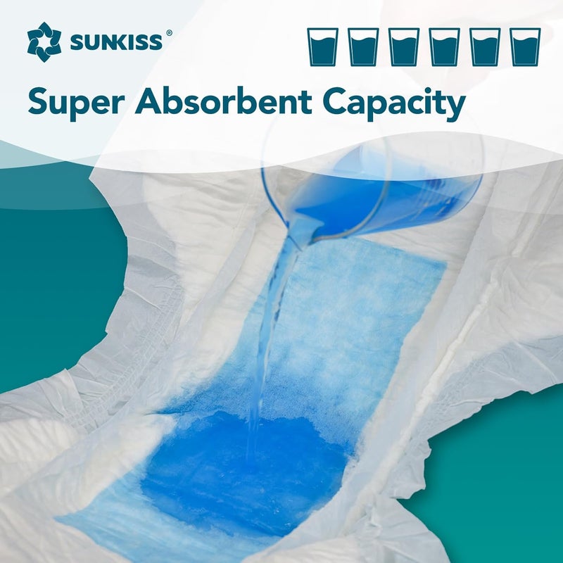 SUNKISS TrustPlus Overnight Adult Diapers with Tabs, Unisex Disposable Incontinence Briefs for Men and Women, Odor Control, Small, 12 Count - Image 2